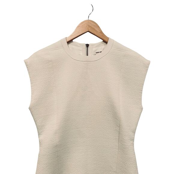 Helmut Lang Erosion Pockets Cotton Wool Textured Mini Sheath Cream Ivory Dress 2 - Picture 5 of 15